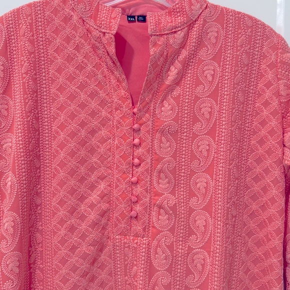 NEW Peach chikankari Long kurta Top fully Embroidered new - Picture 8 of 8